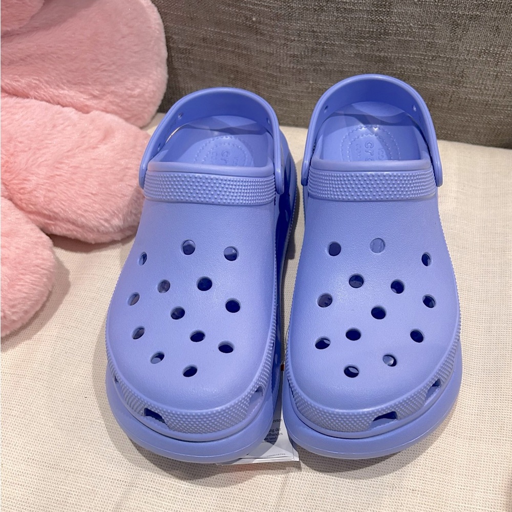 Blue Wedge Crocs